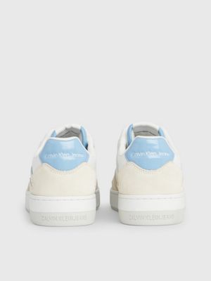 bright white/dusk blue/oyster suede trainers for men calvin klein jeans