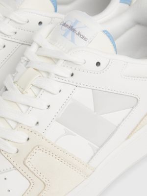 bright white/dusk blue/oyster suede trainers for men calvin klein jeans