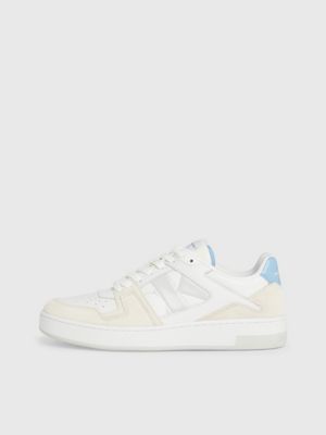 bright white/dusk blue/oyster suede trainers for men calvin klein jeans