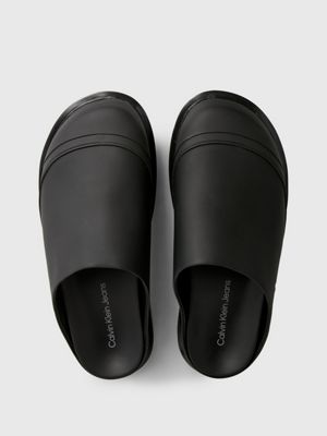 triple black mules for men calvin klein jeans