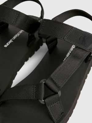 triple black webbing sandals for men calvin klein jeans