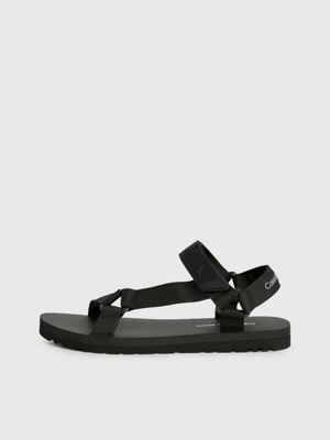 triple black webbing sandals for men calvin klein jeans