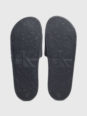 black salt/pepper washed canvas sliders for men calvin klein jeans