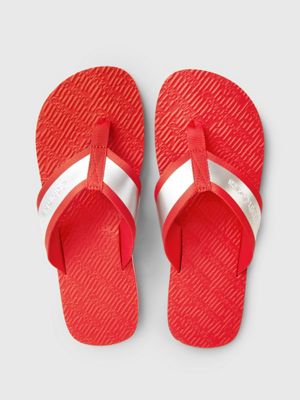 fiery red/metallic foil metallic flip flops for men calvin klein jeans