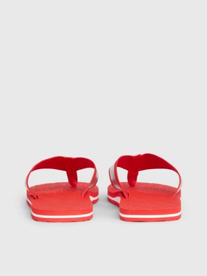 fiery red/metallic foil metallic flip flops for men calvin klein jeans