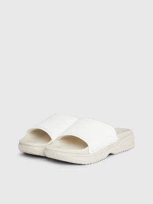 eggshell/bright white chunky sliders for men calvin klein jeans