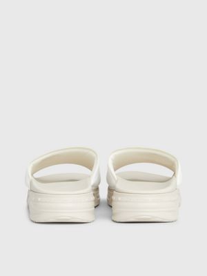 eggshell/bright white chunky sliders for men calvin klein jeans