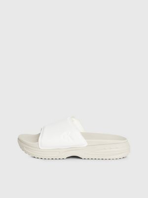 eggshell/bright white chunky sliders for men calvin klein jeans