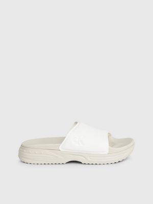 beige chunky sliders for men calvin klein jeans