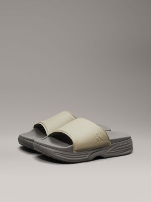 dusty olive/mosstone chunky sliders for men calvin klein jeans