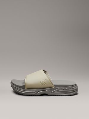 dusty olive/mosstone chunky sliders for men calvin klein jeans