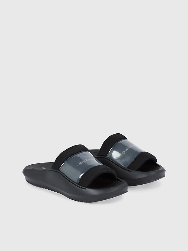 black hybrid-logo-slippers für herren - calvin klein jeans