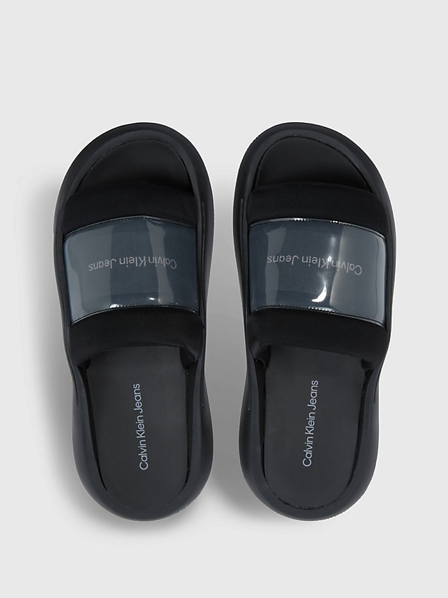 black hybrid-logo-slippers für herren - calvin klein jeans