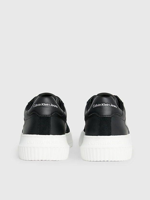 black/bright white leather trainers for men calvin klein jeans
