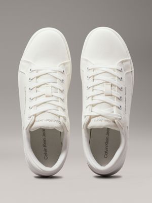 triple white canvas trainers for men calvin klein jeans