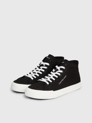 black/bright white canvas high-top trainers for men calvin klein jeans