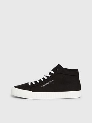 black/bright white canvas high-top trainers for men calvin klein jeans