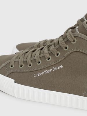 dusty olive/bright white canvas high-top trainers for men calvin klein jeans