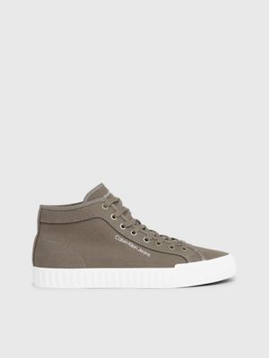 green canvas high-top trainers for men calvin klein jeans