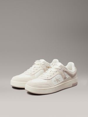 creamy white/eggshell suede trainers for men calvin klein jeans