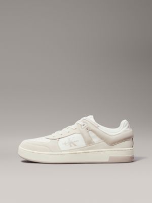 creamy white/eggshell suede trainers for men calvin klein jeans