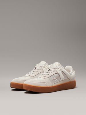 eggshell/c white/gum suede trainers for men calvin klein jeans