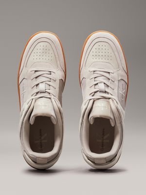 eggshell/c white/gum suede trainers for men calvin klein jeans