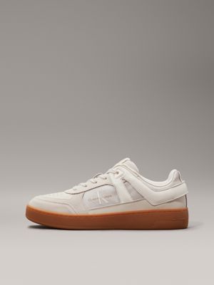 eggshell/c white/gum suede trainers for men calvin klein jeans