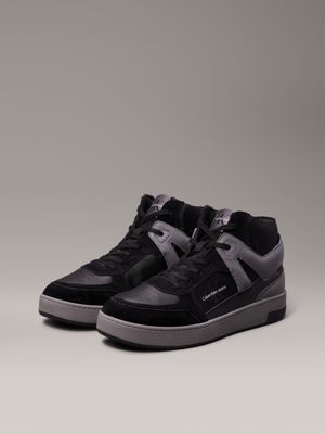 black/charcoal grey suede high-top trainers for men calvin klein jeans