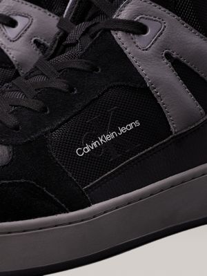 black/charcoal grey suede high-top trainers for men calvin klein jeans