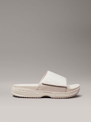 white chunky sliders for men calvin klein jeans