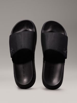 triple black chunky sliders for men calvin klein jeans