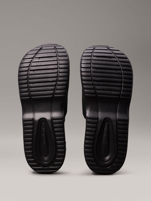 triple black chunky sliders for men calvin klein jeans