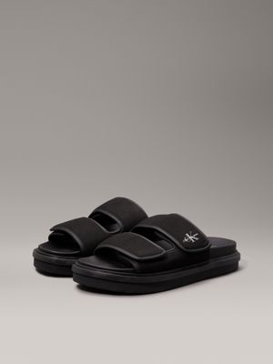 triple black canvas sandals for men calvin klein jeans