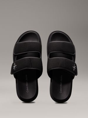 triple black canvas sandals for men calvin klein jeans