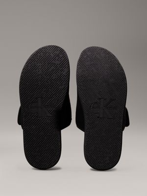 triple black canvas sandals for men calvin klein jeans