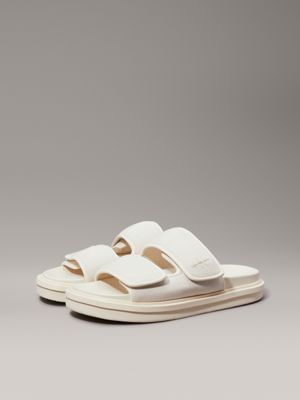 triple creamy white canvas sandals for men calvin klein jeans