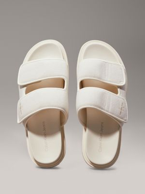 triple creamy white canvas sandals for men calvin klein jeans