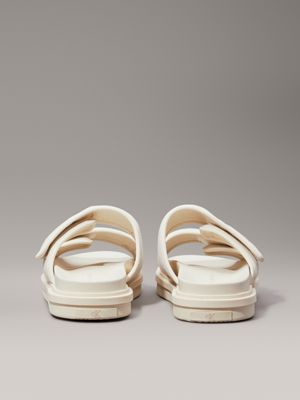 triple creamy white canvas sandals for men calvin klein jeans