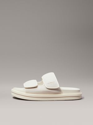 triple creamy white canvas sandals for men calvin klein jeans