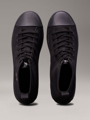 triple black canvas high-top trainers for men calvin klein jeans