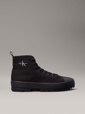 black canvas high-top trainers for men calvin klein jeans