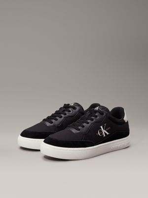 black/eggshell/white suede trainers for men calvin klein jeans