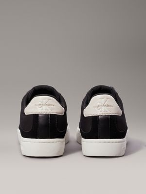 black/eggshell/white suede trainers for men calvin klein jeans