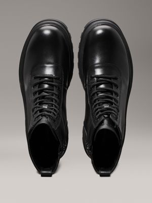 stivali in pelle triple black da uomini calvin klein jeans