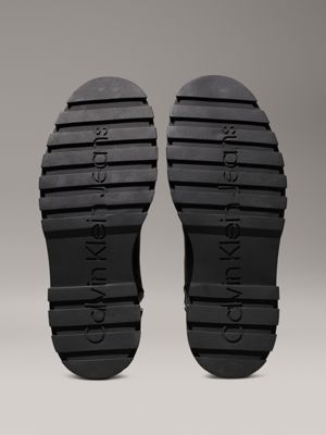 stivali in pelle triple black da uomini calvin klein jeans