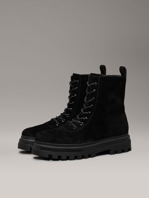 triple black suede winter lug boots for men calvin klein jeans