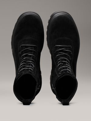 triple black suede winter lug boots for men calvin klein jeans