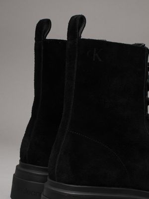 triple black suede winter lug boots for men calvin klein jeans