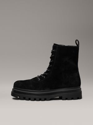 triple black suede winter lug boots for men calvin klein jeans